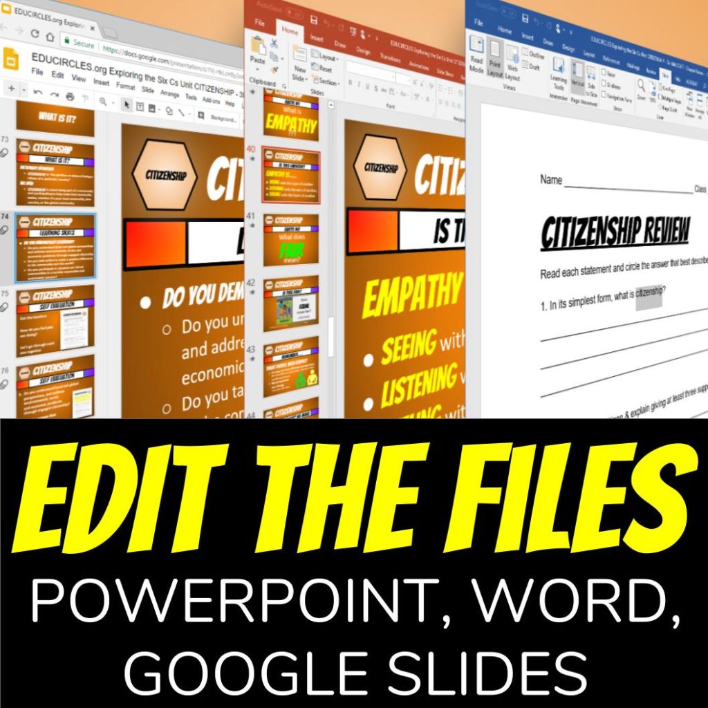 Teachers can edit the files - powerpoint, word, google slides